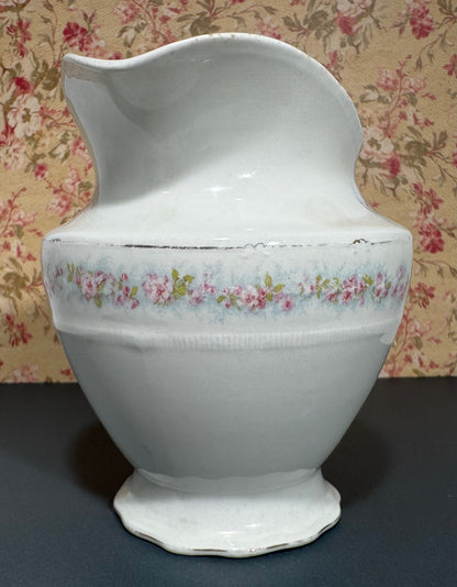 Antique WH Grindley & Co. of England Pink Floral Milk Pitcher