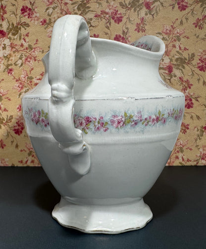 Antique WH Grindley & Co. of England Pink Floral Milk Pitcher
