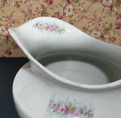 Antique WH Grindley & Co. of England Pink Floral Milk Pitcher