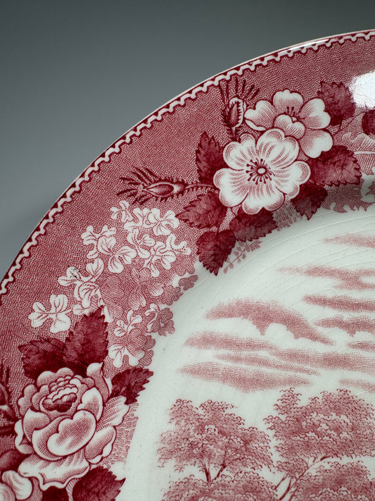 Pilgrim Memorial Monument Provincetown Mass Cape Cod Souvenir Pink Transferware Plate Staffordshire England