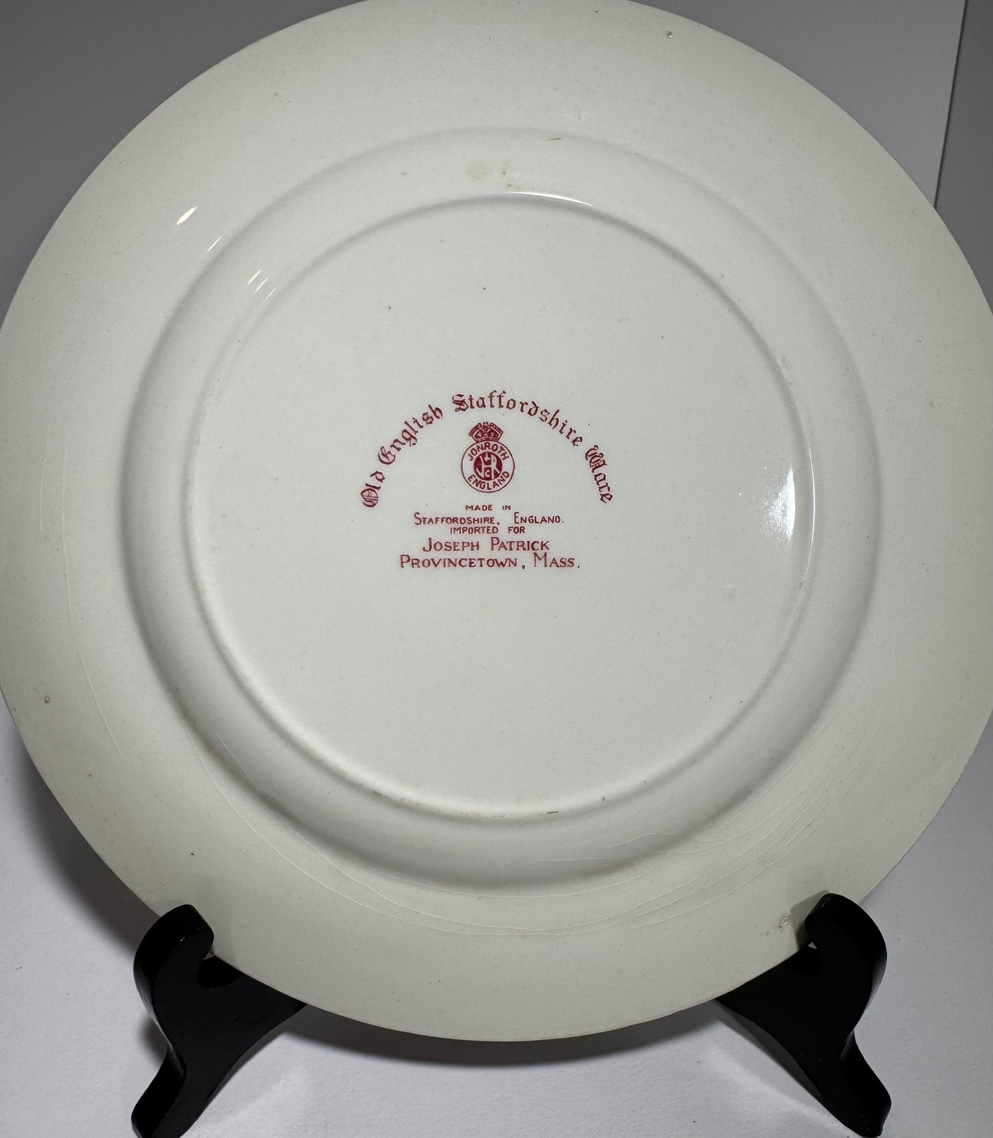 Pilgrim Memorial Monument Provincetown Mass Cape Cod Souvenir Pink Transferware Plate Staffordshire England