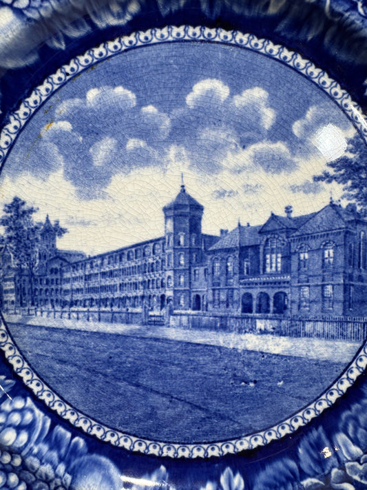 RARE Collectible Antique Waltham Watch Factory Waltham Massachusetts Blue Plate Staffordshire England