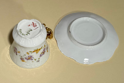 Antique German Carl Tielsch Embossed Floral Gilt Demitasse Cup