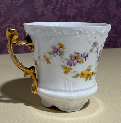Antique German Carl Tielsch Embossed Floral Gilt Demitasse Cup