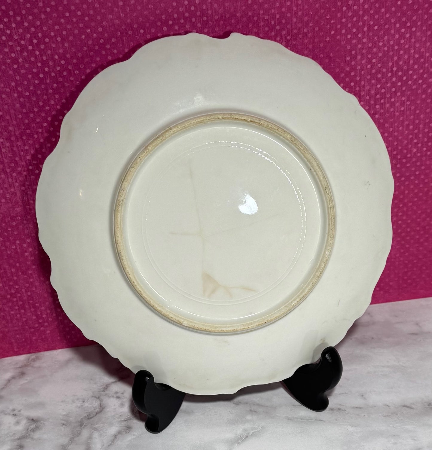 Hand Painted Ornate Embossed Purple Passiflora Floral Plate