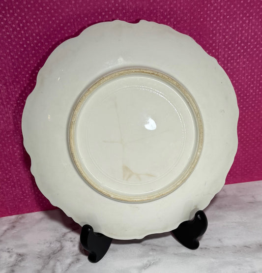 Hand Painted Ornate Embossed Purple Passiflora Floral Plate