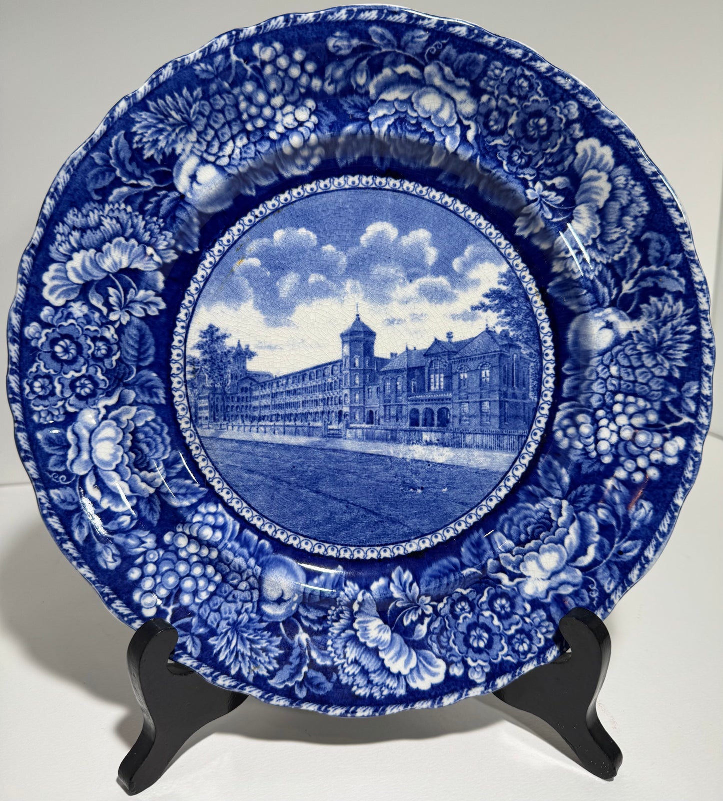 RARE Collectible Antique Waltham Watch Factory Waltham Massachusetts Blue Plate Staffordshire England