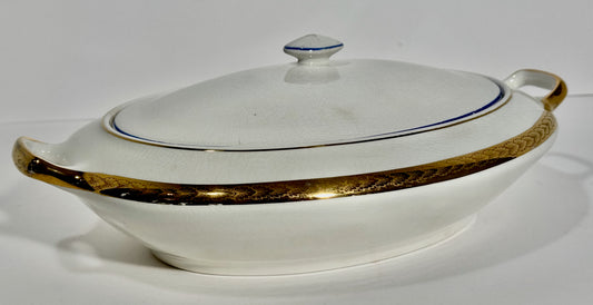 Saxon Gold and Blue Covered Serving Dish