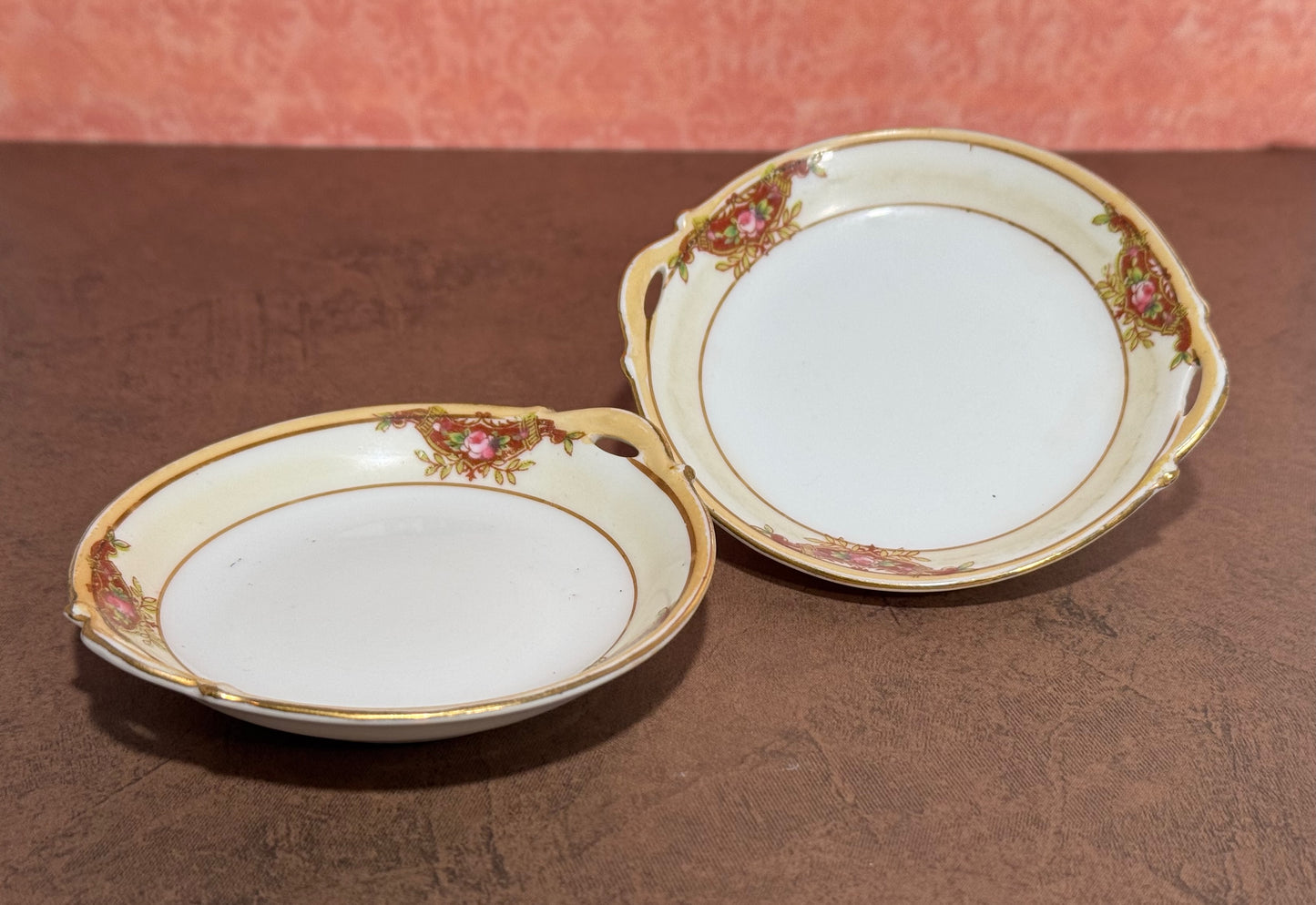 Set of 2 Hand-painted Nippon Butter Pats with Roses