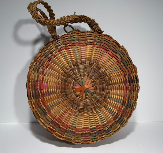 Vintage Wabanaki Ash Sweetgrass Hand-Woven Basket Drum Purse