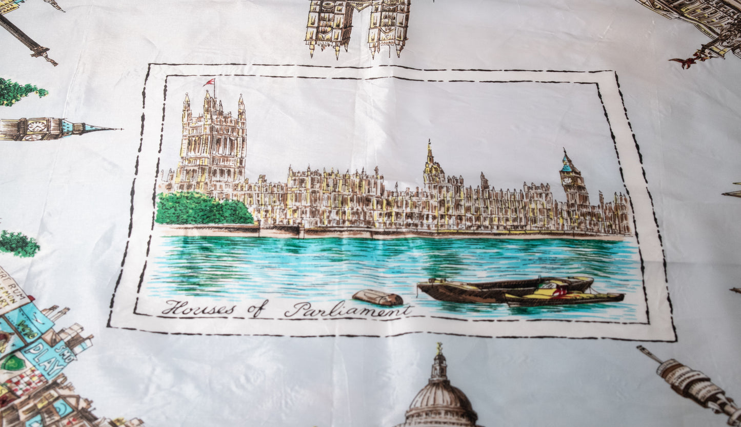 Vintage Silk Handkerchief London England Souvenir