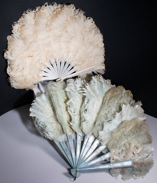 Pair of Antique Victorian Era Ostrich Feather Fans