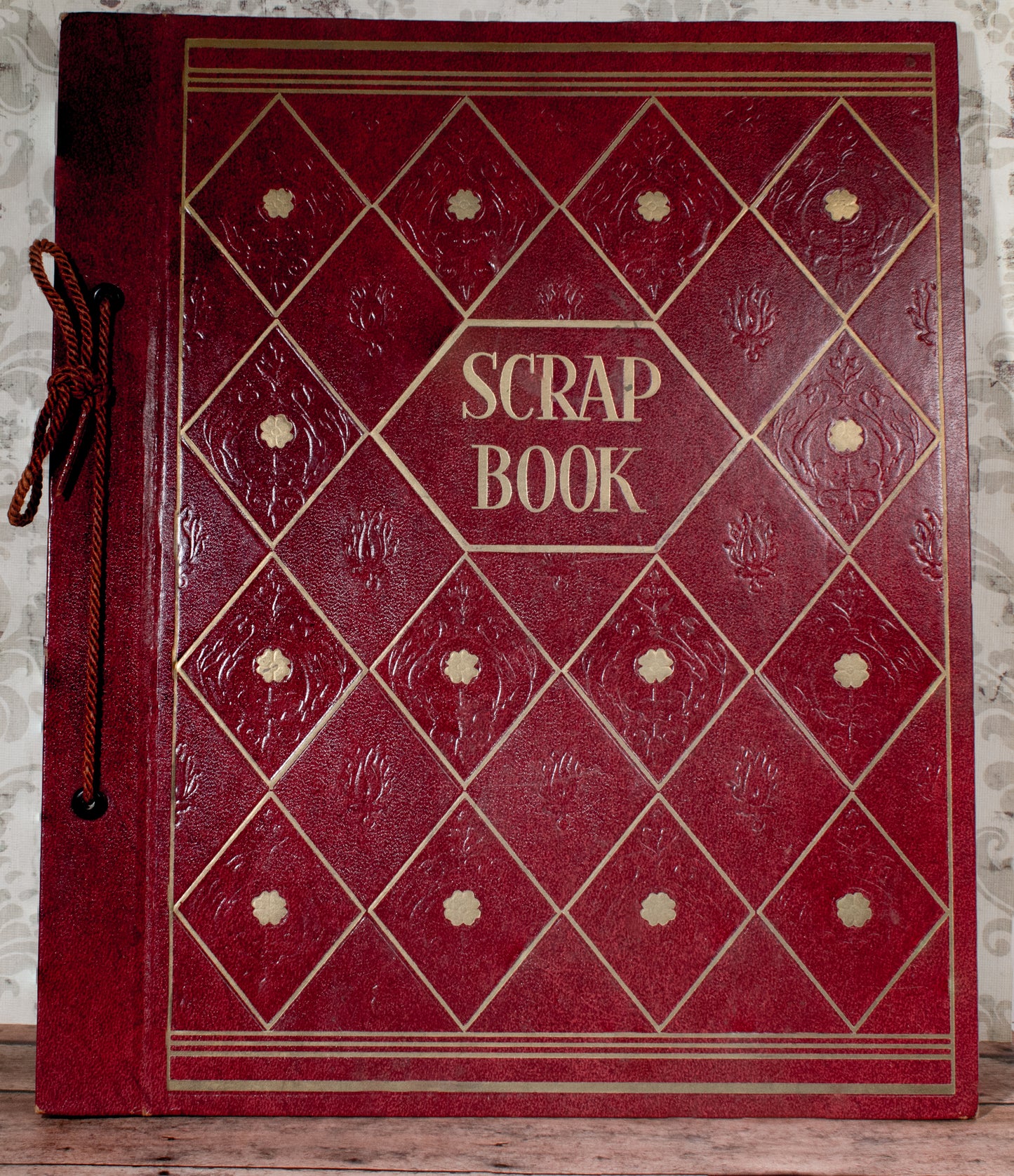 Vintage Scrapbook 1930s Red Embossed Gold