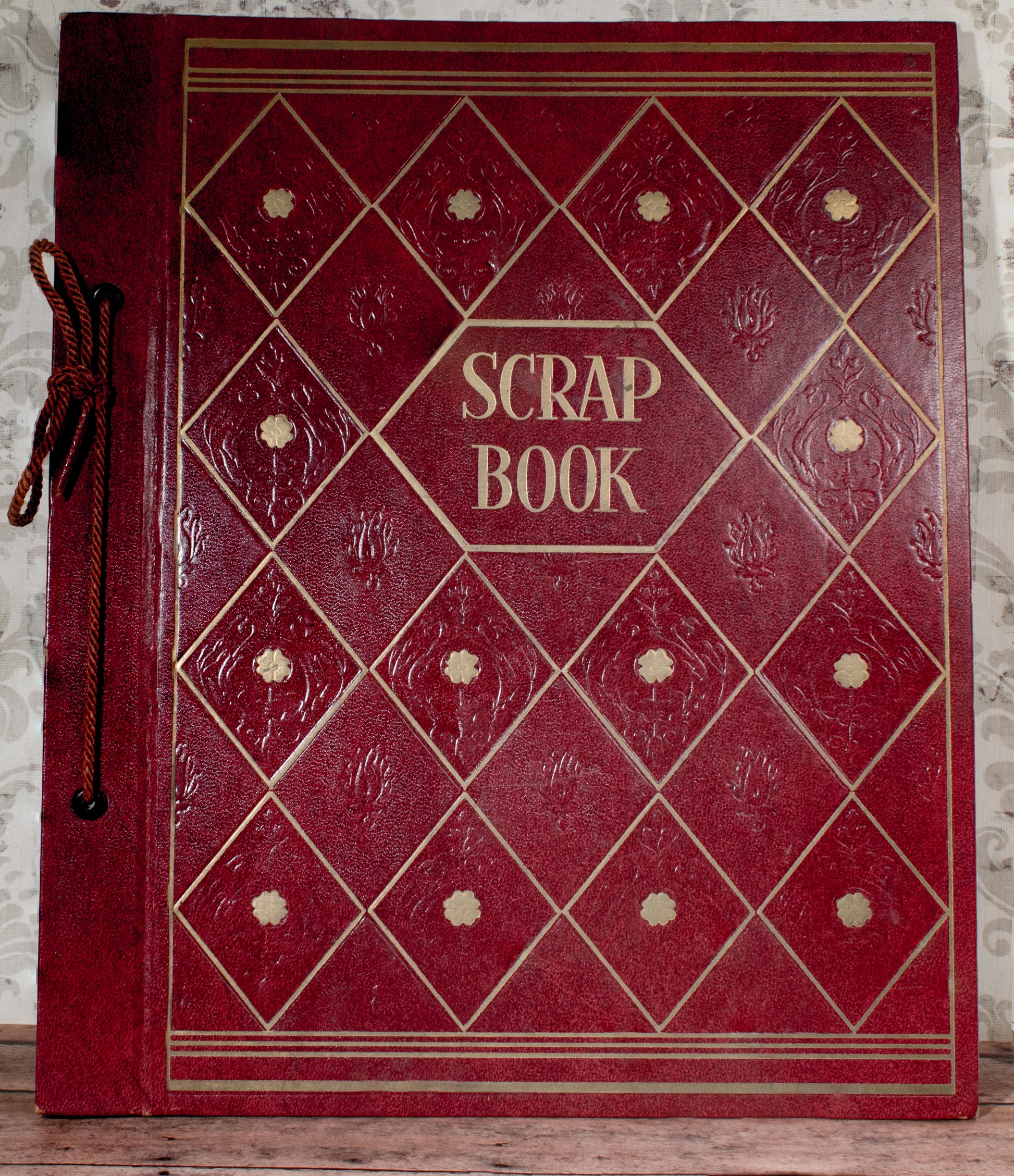 Vintage Scrapbook 1930s Red Embossed Gold