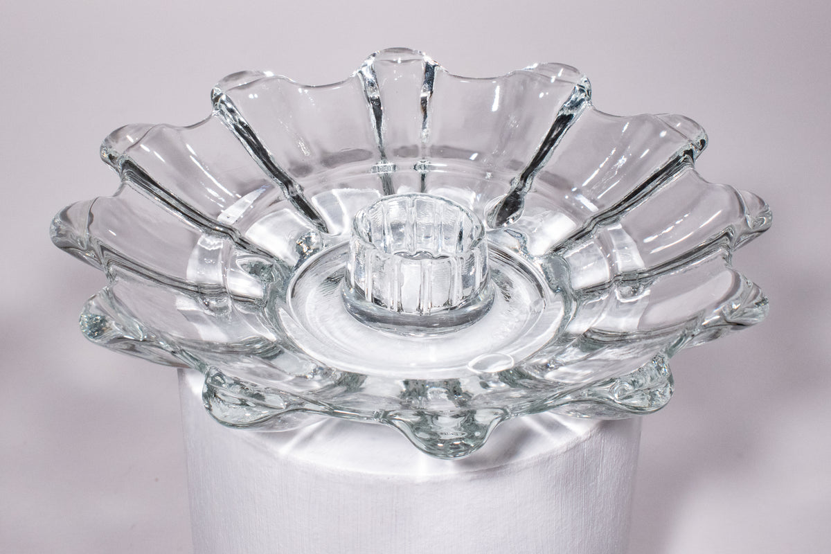 Cape Cod Taper Clear Glass Flower Shaped Taper Candlestick Holder USA – Fairwinds Cape Cod