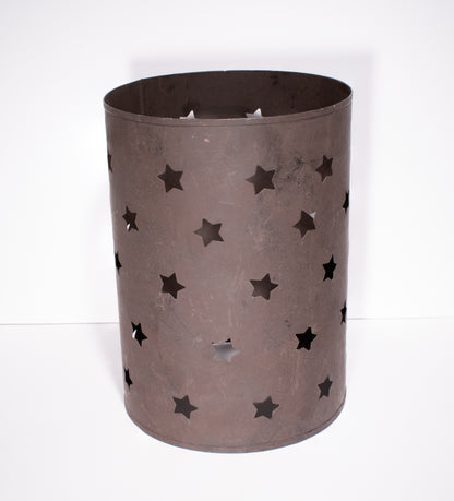 Rustic Country Metal Cylindrical Pillar Candle Shade with Stars