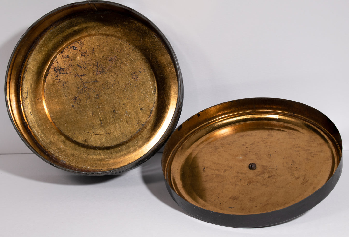Tole Painted Floral Tin with Wooden Handle