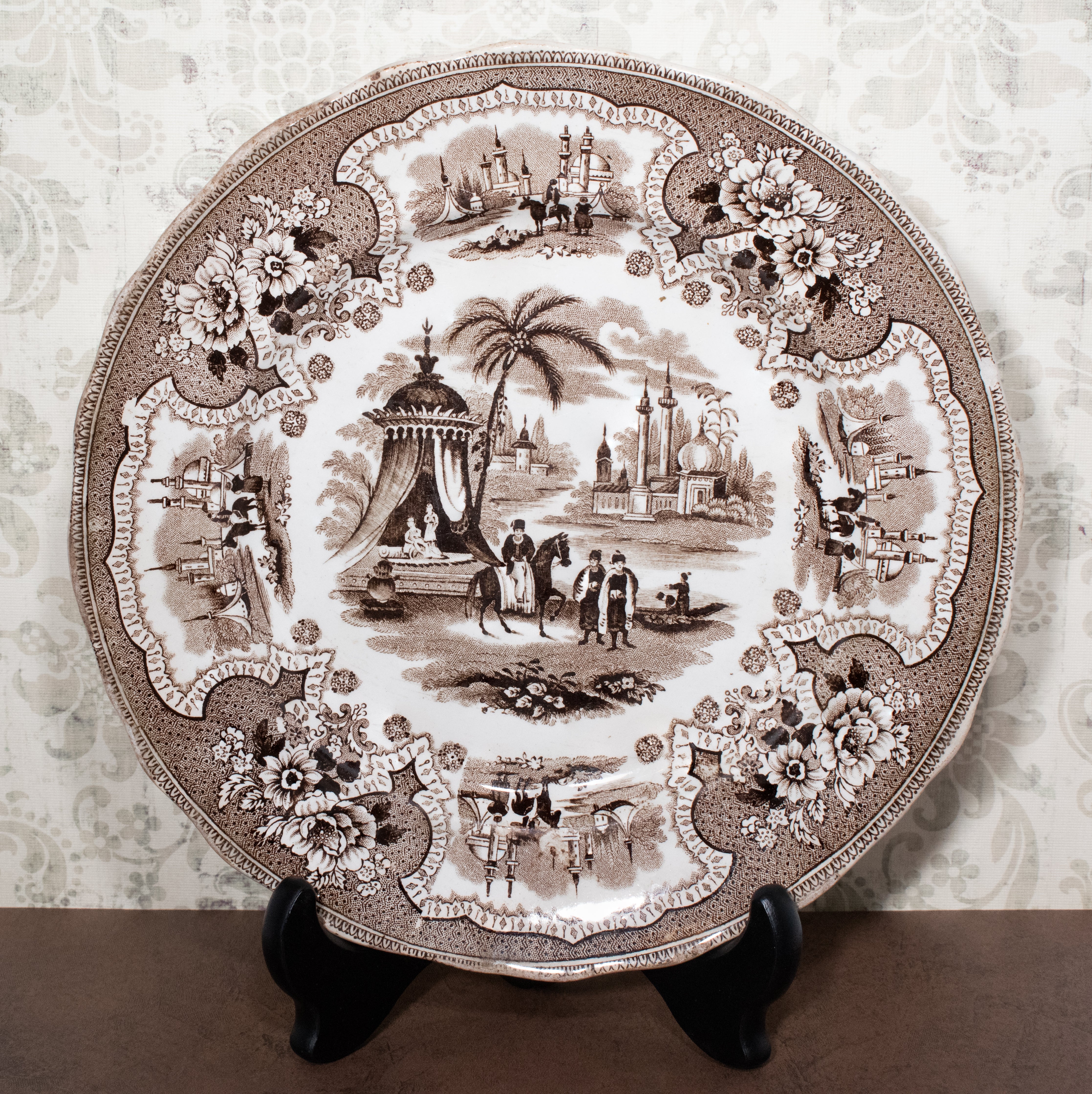 William Adams IV & Sons Palestine Brown Transferware Plate