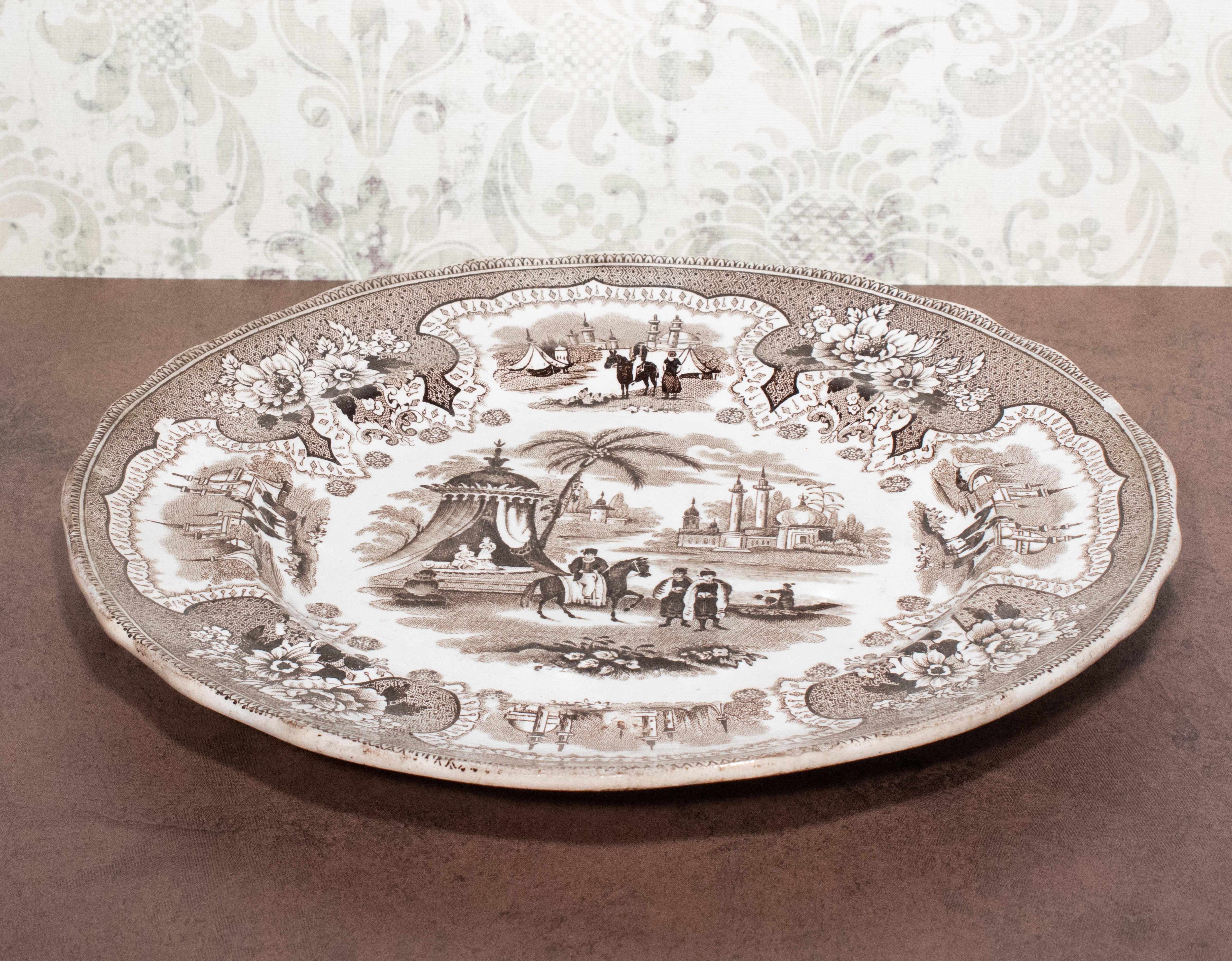 William Adams IV & Sons Palestine Brown Transferware Plate