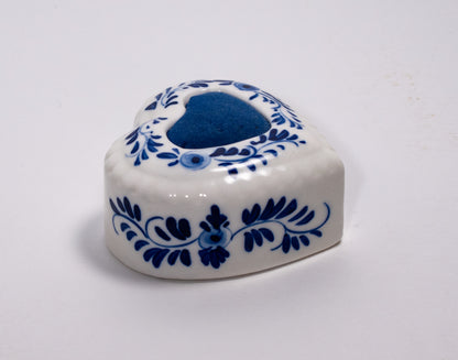 Delft Blue Heart Pincushion